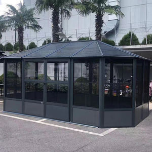Lussuoso <span class=keywords><strong>Gazebo</strong></span> Grande 4x6m in Legno Effetto Legno e Lega di Alluminio Nero di Alta Gamma Impermeabile Parasole - Product Image 3