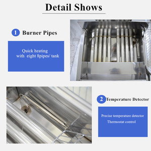 <span class=keywords><strong>Friteuse</strong></span> à gaz commerciale autonome en acier inoxydable poli miroir de 25 L pour poulet frit et frites - Product Image 4