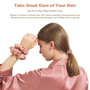 Aksesoris Rambut Wanita Grosir 100% Sutra Mulberry Scrunchies Dengan Ikat Rambut Elastis - Product Image 2