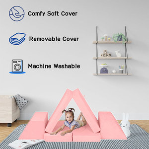 Giving Tree Children's Modular <b>Sofa</b> Set 43x16.5 Inch Pink Playroom Furniture For Toddlers And <b>Kids</b> Age 3+ - Product Image 3