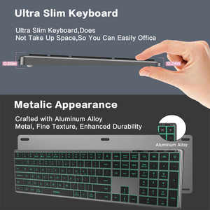 JOMAA Aluminum Alloy Ergonomic keyboard Full Size Dual Mode RGB Wireless Keyboard USB-C Rechargeable for Laptop/<b>Tablet</b> - Product Image 4