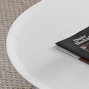 Mesa de Centro de Diseño Moderno con Forma de Platillo Volador, Estructura de Acero Inoxidable Resistente, Panel Superior de Madera, Mueble Ligero para el Hogar - Product Image 4