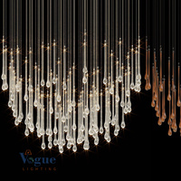 Luminaire suspendu moderne à feuille d'or classique avec lustres à led pour le salon du hall de l'hôtel
