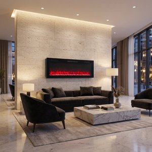 <span class=keywords><strong>Chimenea</strong></span> Eléctrica de Pared de 42 Pulgadas <span class=keywords><strong>con</strong></span> 12 Colores de Llama y Control Táctil, Calentador Lineal de 1500W para Pared Multimedia de Hotel - Product Image 1