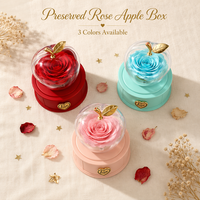 Boîte à bijoux en acrylique en forme de pomme pour Noël, avec tiroir de rangement pour colliers, bagues et boucles d'oreilles, pour roses éternelles