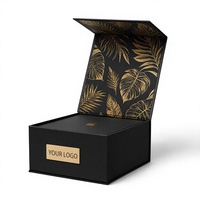 Boîte cadeau rigide noire mate de luxe, logo personnalisé, boîte d'emballage en papier pliable magnétique pour cadeau et artisanat