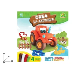 Crea La Fattoria Playdough Set 4 Colors 200g Each Farm Animal Shapes For Kids 3+ Years - Product Image 1