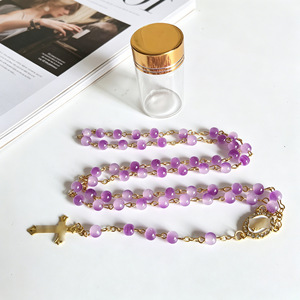 Rosario <span class=keywords><strong>de</strong></span> cuentas <span class=keywords><strong>de</strong></span> metal con la Virgen <span class=keywords><strong>de</strong></span> Guadalupe y crucifijo, joyería católica <span class=keywords><strong>de</strong></span> devoción, con botella <span class=keywords><strong>de</strong></span> vidrio para deseos - Product Image 2