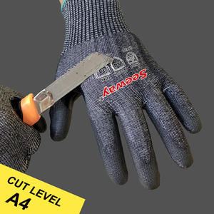 Seeway Schnittfeste Handschuhe ANSI A4 CE EN388 Zertifiziert Reiß- und Durchstoßresistent Rutschfeste PU-Beschichtung Verstärkter Daumen für - Product Image 4