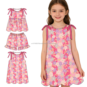 Conjunto de Verano para Niñas Pequeñas con Estampado de Pato Mallard, Diseño Personalizado, Top de Manga Corta con Pantalones Cortos con Volantes, Venta al Por Mayor - Product Image 6