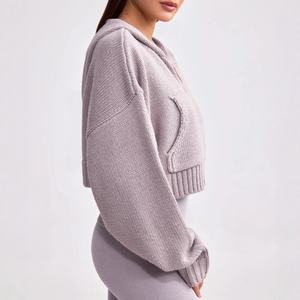 Felpa Sportiva con <span class=keywords><strong>Zip</strong></span> Personalizzata, Abbigliamento Sportivo su Misura, <span class=keywords><strong>Cardigan</strong></span> Lavorato a Maglia con <span class=keywords><strong>Zip</strong></span> per <span class=keywords><strong>Donna</strong></span> - Product Image 4