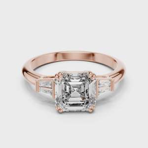 Asscher Cut Lab Grown Diamond Three-Stone <b>Ring</b> its step-cut facets and elegant depth - Product Image 1
