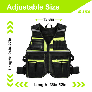 Customized OEM Waterproof Tool <b>Vest</b> for Men with Adjustable Strap <b>Reflective</b> Strip High-Capacity for Electricians & Carpenters - Product Image 3