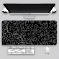Tapis de Souris Gamer en Caoutchouc avec Contours de Carte du Terrain, Tapis de Clavier PC Gamer Complet, Tapis de Jeu pour Table PC Gamer 90x40cm