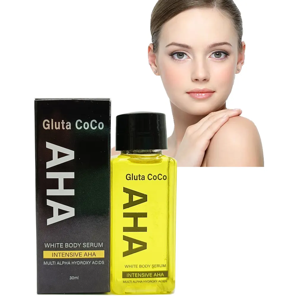 Gluta organico naturale di alta qualità ad azione rapida Super sbiancante 3X AHA Plus prodotto per la cura della pelle AHA White Body Serum Booster