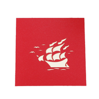 Cartes de vœux 3D personnalisées en forme de bateau à voile, modèle créatif pour anniversaire, remise de diplôme, vacances, cartes en papier pour entreprises, logo personnalisé, vente en gros