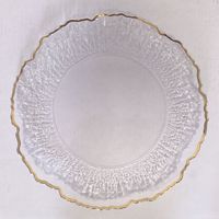 Assiettes de présentation en plastique transparent de 13 pouces avec bordure dorée et perles or rose, qualité alimentaire, style européen, pour décoration de table, mariage et fête