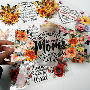 Bán buôn tùy chỉnh 16oz UV dtf cup kết thúc tốt đẹp số lượng lớn Sticker không thấm nước UV dtf hoa thiết kế sẵn sàng để Báo Chí chuyển in ấn cho ly - Product Image 2