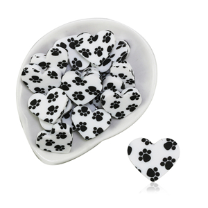 Nouvel Arrivage Perles en Silicone de Qualité Alimentaire Sans BPA pour Bébé, à Motifs Patte de Chien, Vache et Cœur, pour la Dentition et comme Perles Focales pour Stylos - Product Image 2