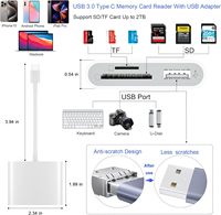 Lecteur de carte SD USB 3.0 Type C haute vitesse pour iPhone 17/16/15 Pro Max, Mac/iPad/MacBook Pro/Air, téléphones/tablettes Android