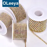 Oleeya 10Yards SS6-SS18 schließen Glitter Strass Kette Kristalle Nähen auf Strass Cup Kette Strass Kette für Kleidungs stück DIY