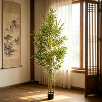 Dekorative Blumen, Kränze und Pflanzen Künstlicher Glücksbambus Plastik-Kunstbäume für Innenräume Zuhause Hotel Bar Blumenarrangements