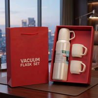 Ensemble de tasses à trois couvercles de type nouveau 2024 pour l'exportation, en acier inoxydable 304, tasse droite avec boîte cadeau, thermos et flasques isothermes