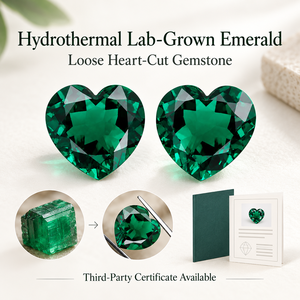 Smeraldo <span class=keywords><strong>Verde</strong></span> Zambiano Sintetico Taglio a Cuore all'Ingrosso, Gemma Sciolta Lucidata con Valutazione di Terze Parti per Creazione Gioielli - Product Image 5