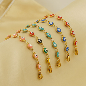 Pulsera de ojo turco de oro de 18 quilates para mujer, cadena ajustable delicada, abalorio de ojo de acero de titanio, regalo de joyería hecho a mano - Product Image 4