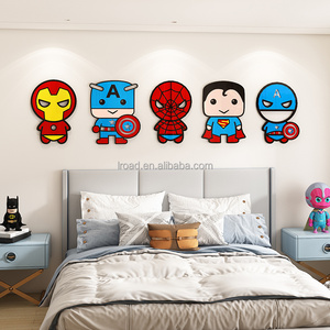 Autocollants superhéros spider-man en acrylique, 3D, imprimés dessins animés de Marvel, 3D, personnalisés, pour décoration murale, chambre d'enfant