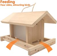 Mangeoire à oiseaux en bois de grande capacité BH Outdoor, suspendue, en bambou, pour nourrir les oiseaux sauvages dans le jardin
