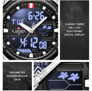 Drioshipping Montre de sport pour homme Étanche Mains lumineuses Double affichage Calendrier numérique et analogique Caractéristique Bracelet en acier inoxydable - Product Image 2
