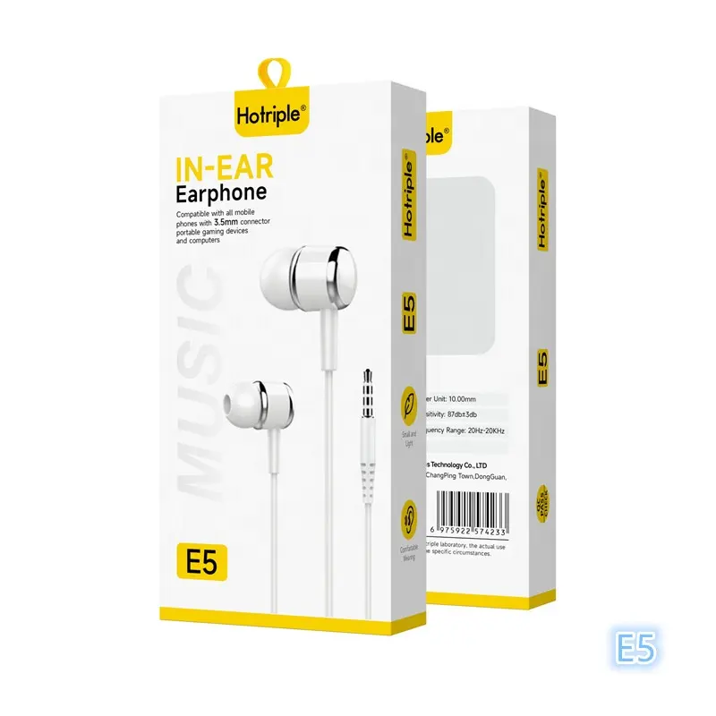 Hotriple E5 Fones de ouvido com fio universal de 3,5 mm e 1,2 M, fones de ouvido com fones de ouvido estéreo para celular e PC, fones de ouvido viva-voz, mais vendidos