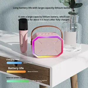 Sistema de Altavoces Karaoke Portátil Mini, Micrófono Inalámbrico, Luces LED RGB para 5.3, 2 Micrófonos, Computadora, Teléfono Móvil - Product Image 4