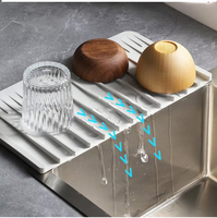 Tapis de drainage en silicone écologique pour évier de cuisine, protection anti-éclaboussures pour comptoir de bar et salle de bain, et séchage de la vaisselle