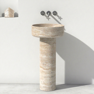 Lavabo sur pied rond moderne pour hôtels ou salles de bain résidentielles, marque OEM, fabriqué en Malaisie - Product Image 1