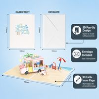 Carte de vœux pop-up faite à la main pour un joyeux anniversaire, carte d'anniversaire 3D avec enveloppe
