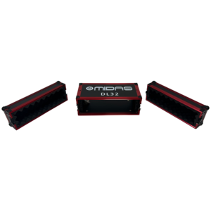 Flight Case OEM Nero in Compensato e Alluminio Rosso 3U per Altoparlanti e Amplificatori Audio MidasDL32, Impermeabile IP67, con Porte Anteriore e Posteriore Combinabili - Product Image 1