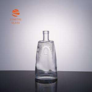 Bouteille en verre de 700 ml avec motif floral en relief, bouteille en verre carrée, adaptée pour l'emballage du brandy, du <span class=keywords><strong>cognac</strong></span> et du whisky - Product Image 5