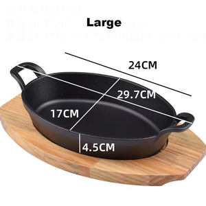 Poêle de cuisine professionnelle en fonte noir mat, mini poêle à fajitas avec base en bois - Product Image 5