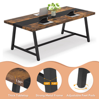 Grande et longue table à manger rectangulaire en bois pour 8 personnes Meubles de cuisine et de salle à manger Bureau et chaises Ensemble