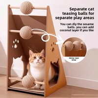 Jouet pour chat multifonctionnel, griffoir triangulaire, poteau à griffer en corde de jute, résistant à l'usure, sans perte de fibres, sisal vertical