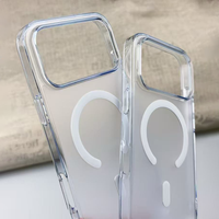 Étui de téléphone magnétique sans fil en acrylique Bayer avec protection 360° pour 17 Pro Max/16/15/14 Plus, dos transparent effet peau