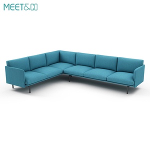 Commercial Modern L-Shape Fabric Reception <b>Sofa</b> Couch Set Home <b>Office</b> Apartment Living Room Bedroom Featuring Metal Base Hotels - Product Image 3
