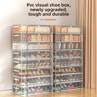Boîte de rangement transparente épaisse anti-poussière à installation gratuite pour chaussures et vêtements, organisateurs de systèmes de placards personnalisés pour sous le lit