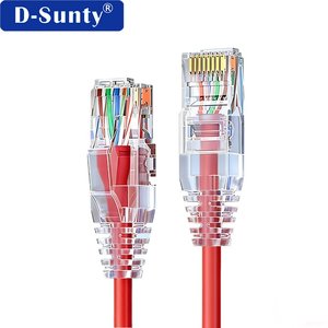 สายแพทช์คอปเปอร์แท้แบบบาง D-sunty Cat6A ขนาด 28AWG/32AWG 500MHz ได้มาตรฐาน RoHS สำหรับศูนย์ข้อมูล - Product Image 1