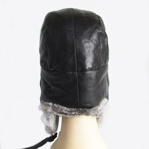 Sombreros de piel de conejo Real para hombre, gorros de piel cálida a prueba de viento, Color negro, tamaño completo, el mejor <span class=keywords><strong>precio</strong></span> - Product Image 5
