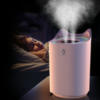 Humidificateur à double pulvérisation 3L - Rafraîchisseur d'air à brume froide grande capacité avec lumière LED nocturne, motif animal mignon, pour la maison et le bureau