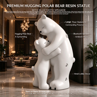 Statue d'ours polaire en résine haut de gamme avec haut-parleur Bluetooth, figurine décorative pour hall d'hôtel