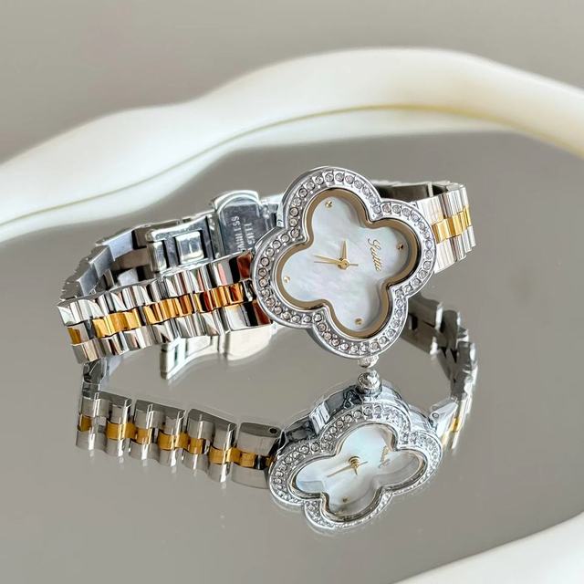 Scottie 9758 Luxury Watch New Arrival Quartz Wristwatch for Woman Flower Shape Dial Waterproof Stainless Steel Band Ladies Watch